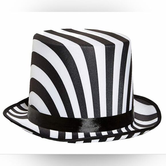 ?️NWT Black & White Striped Unisex Top Hat